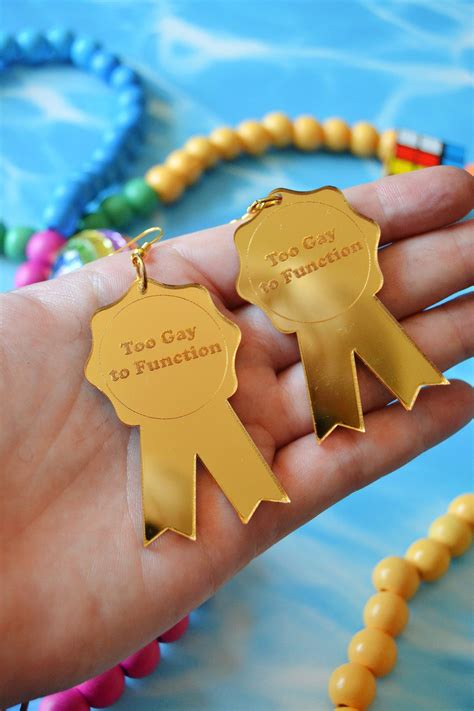 Acrylic Too Gay To Function Mean Girls Inspired Award Ribbon Number 1 Gay Funny Parody Statement