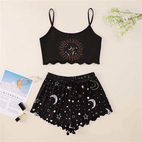 Goth Pyjama Setsexy Woman Pajama Setgoth Nightsky Etsy