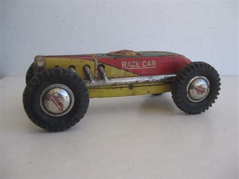 Vtg S TN NOMURA HOT ROD RACE CAR SPEED TIN LITHO FRICTION TOY OCCUPIED JAPAN Antique