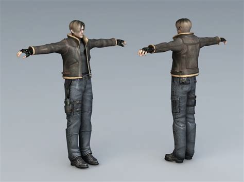 Resident Evil Leon Kennedy 3d Model 3ds Maxlightwavemayaobject Files Free Download Cadnav