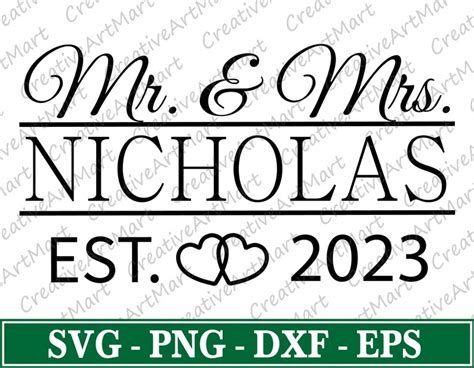 Mr Mrs Svg Marriage Svg Mr And Mrs Est Svg Wedding Etsy