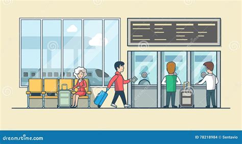 People At The Railway Station Cartoon Vector | CartoonDealer.com #80231265