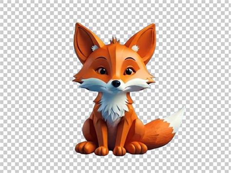 Rendu D De Renard De Dessin Anim Mignon Assis Psd Premium