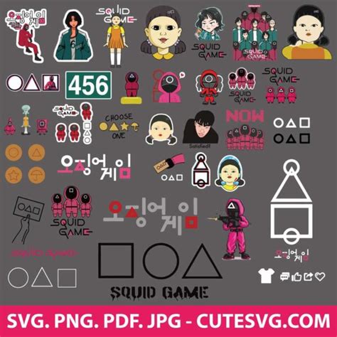 Squid Game Svg Cut File Bundle Squid Game Clipart Cricut