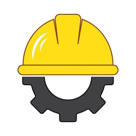 Engineer Icon With Hard Hat Helmet And Gear Vector Illustration