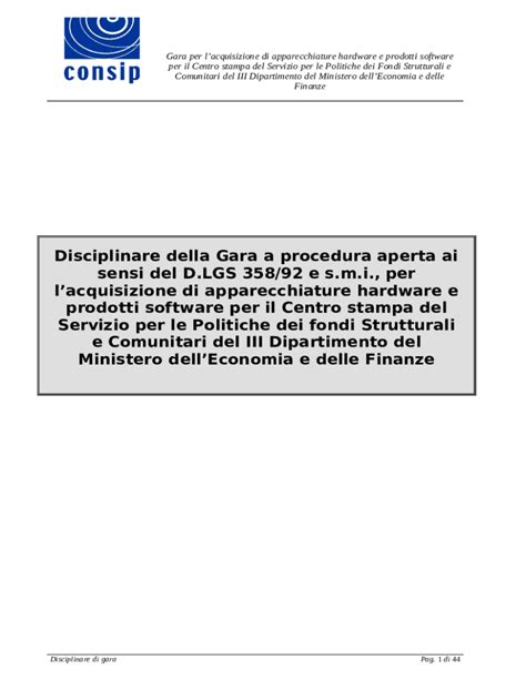 Gara A Procedura Aperta Ai Sensi Del D Lgs E S M I Doc