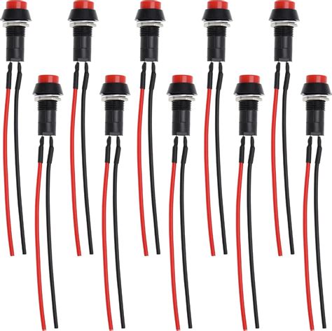 VGOL 10PCS Momentary Push Button Switch Round Wired Horn Switch With