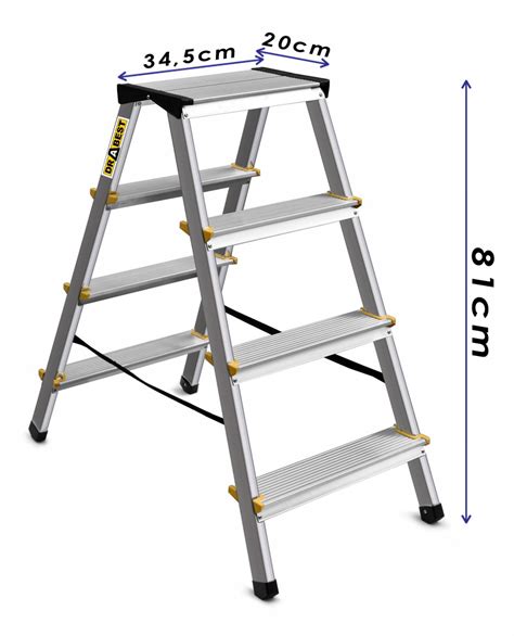Drabina Domowa Dwustronna 4 Stopnie 150 Kg Drabiny Aluminiowe