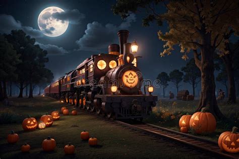 Eerie Train Ride Through A Moonlit Nightmare Halloween Train Of