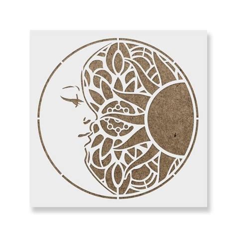 Mandala Sun And Moon Stencil Reusable Stencils For Painting Etsy