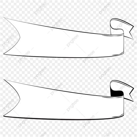 Two White Ribbon Banners On Transparent Background