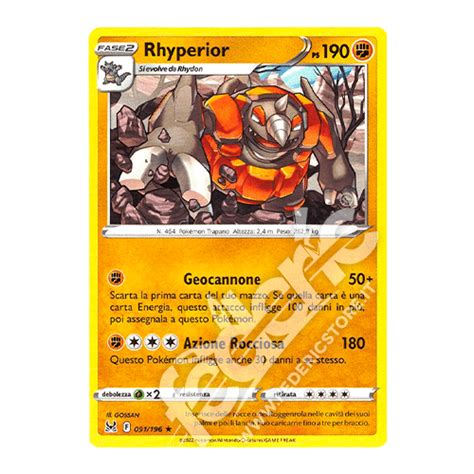 091 196 Rhyperior Rara IT MINT Federicstore