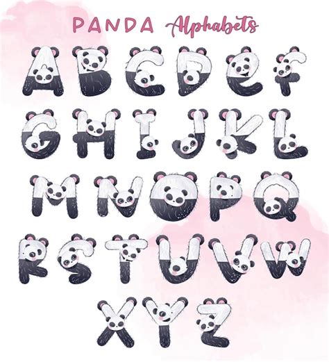 Letras Decorativas Bebê Panda Vetor Premium