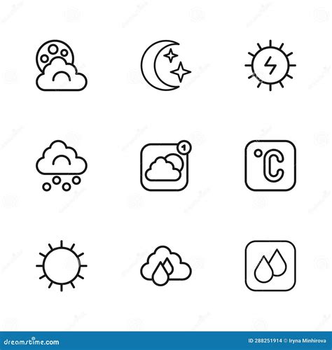 Set Line Cloud With Rain Celsius Water Drop Weather Forecast App