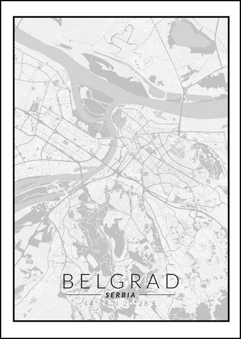 Galeria Plakatu Plakat Belgrad Mapa Czarno Bia A X Cm Galeria