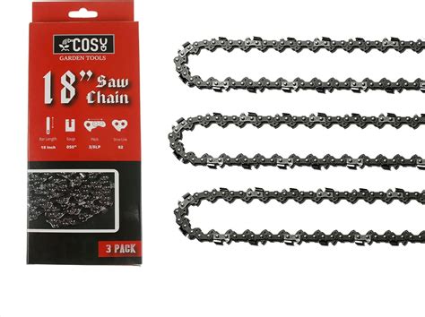 3 Pack 18 Inch Chainsaw Chain 3 8 Lp Pitch 050 Gauge 62 Drive Links Low Kickback