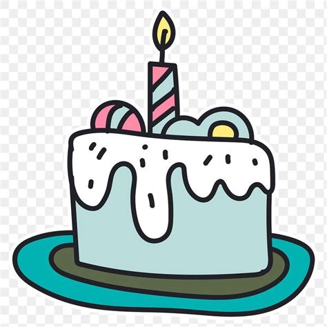 Hand Drawn Cake With A Candle Sticker Transparent Png Free Image By