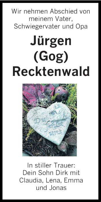 Traueranzeigen Von J Rgen Recktenwald Saarbruecker Zeitung Trauer De