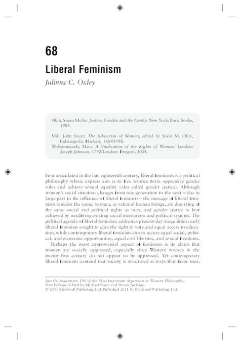 (PDF) 68 Liberal Feminism - Just the Arguments