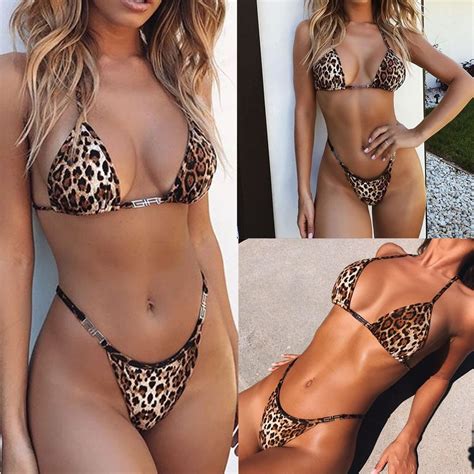 Provocative Leopard Print Halter Top Thong Bikini Vicky Bikinis