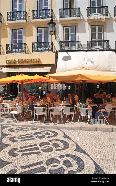 Portugal Lisbon Chiado Rua Garrett Cafe Brasileira Stock Photo Alamy