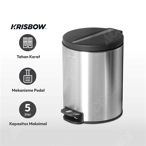 Jual Krisbow 5 Ltr Tempat Sampah Stainless Original ACE