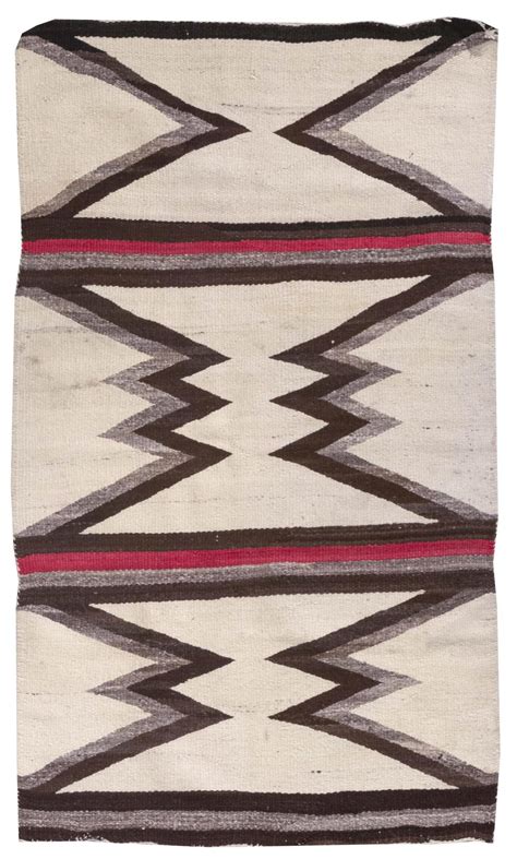 Lot NAVAJO RUG 2 9 X 4 6 Brown And Gray Geometric Designs On An Off