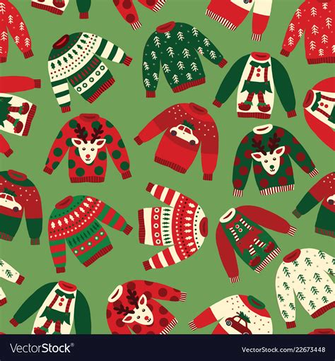 Ugly Christmas Sweaters Seamless Pattern Vector Image