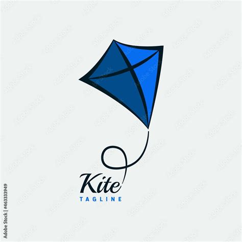 Vetor De Kite Flying Logo Design With Handrawn Style And Blue Color