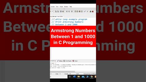 50 Armstrong Numbers Between 1 And 1000 In C C Programming Shorts