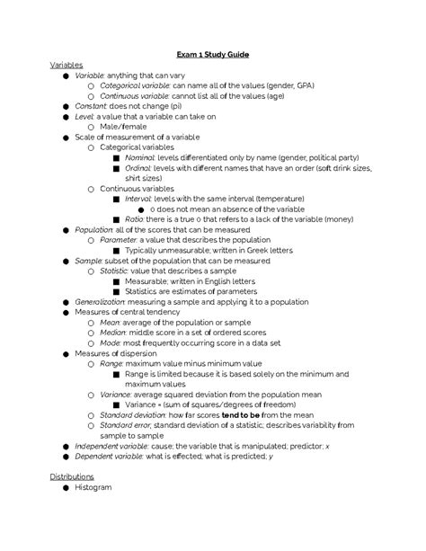 PSYC 3090 Final Study Guide Exam 1 Study Guide Variables Variable