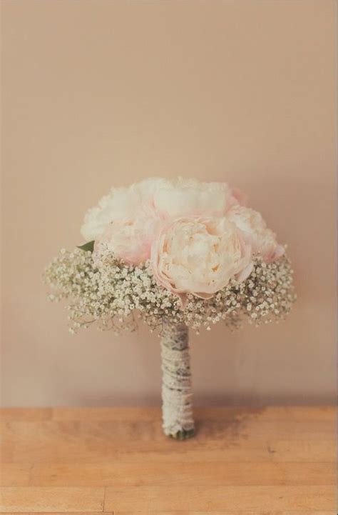 Real Peony And Gypsophila Wedding Bouquet Can Be Created With Long