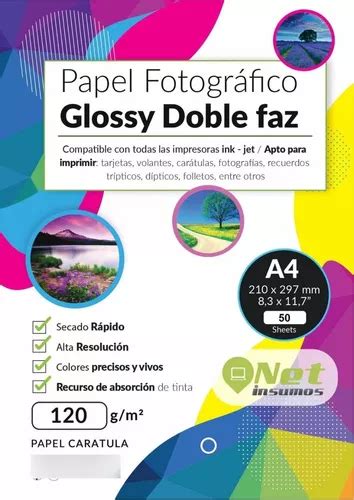 Papel Fotogr Fico Glossy Doble Faz A G Pack Hojas Cuotas Sin