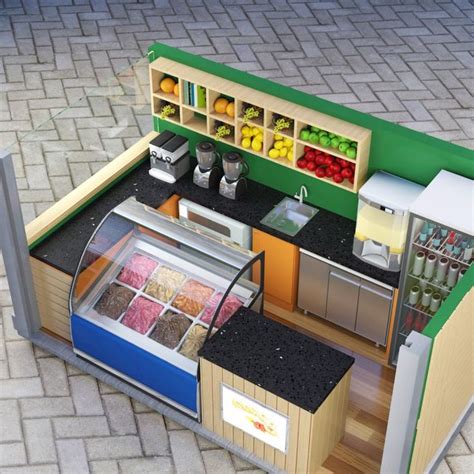 Green Outdoor Juice Kiosk With Food Booth Design For Sale Juice Bar