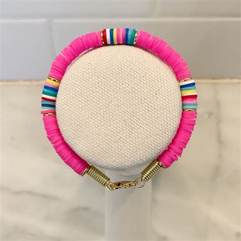 Hot Pink Heishi Bracelet Etsy