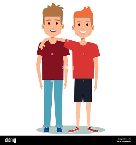 two boys hugging best friends happy smiling vector illustration Stock ...