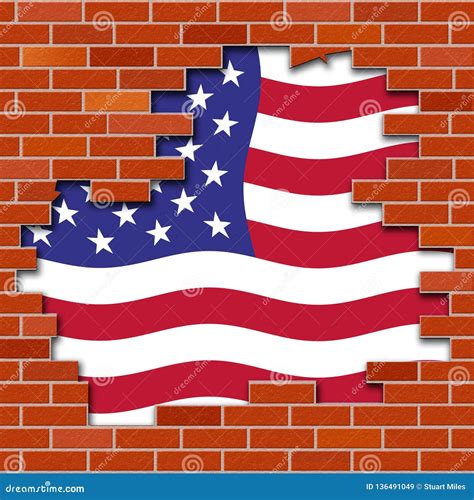 Usa And Mexico Border Map With National Flags Cartoon Vector