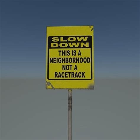 3d Model Slow Down Sign Vr Ar Low Poly Cgtrader