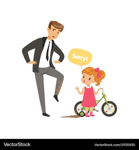 Girl Apologizing To Man In A Suit Who Splashed Vector Image