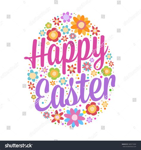 Vector Stock Happy Easter Greetings Lettering Stock Vector Royalty Free 589571894 Shutterstock