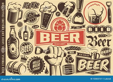 Beer Symbols Emblems Logos Icons And Design Elements Collection