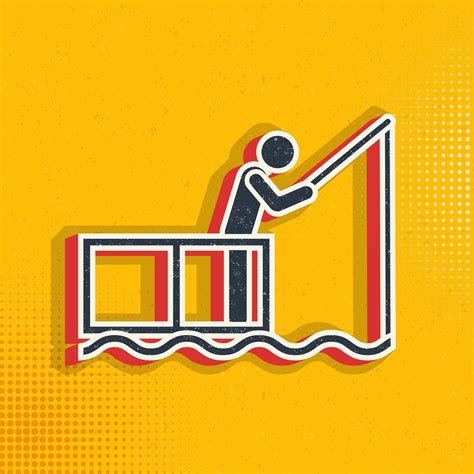 Fishing Pop Art Retro Icon Vector Illustration Of Pop Art Style On