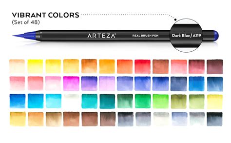 Arteza Real Brush Pens 48 Colors For Watercolor Painting With Flexible