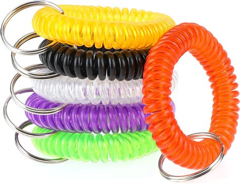 Mozeat Lens 6pcs Colorful Spring Spiral Wrist Coil Key Chainplastic Coil Wristband