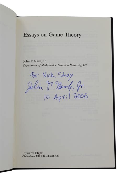 Essays on Game Theory by John F Nash - Signed First Edition - 1996 ...