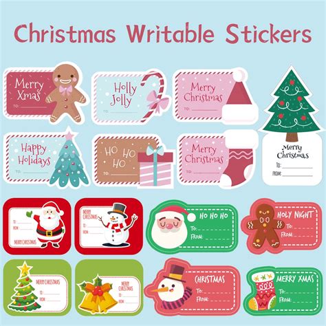 Merry Christmas Stickers Cute Santa Xmas Tree Hat Stickers Christmas