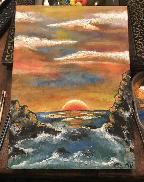 Sunset on water | Painting, Art, Sunset