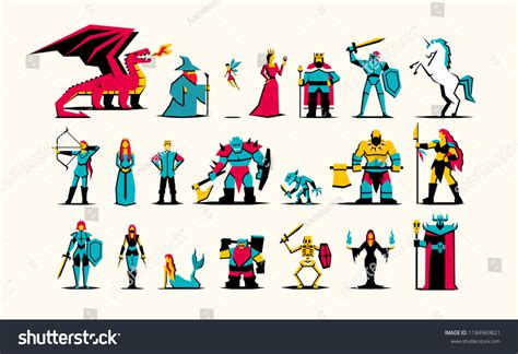 Vector Set Rpg Medieval Fantasy Characters Stock Vector (Royalty Free ...