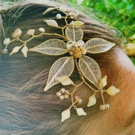 Headpieces Flordeagua Tocado En Alambre De Lat N Hojas Naturales