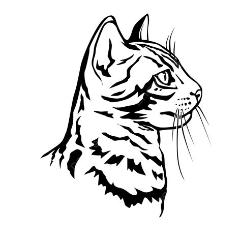 Cat Side View Silhouette Vector PNG Cat Black Brindle Side Silhouette